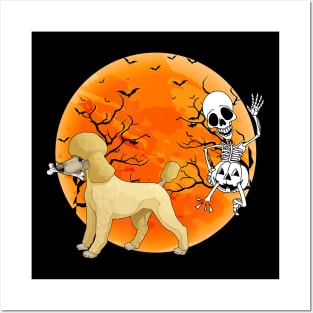 Funny poodle dog skeleton halloween costume pet Posters and Art